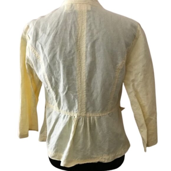 Chicos Women's Blazer/Jacket Pale Yellow Linen Lightweight Big Button Size Small - Picture 3 of 11